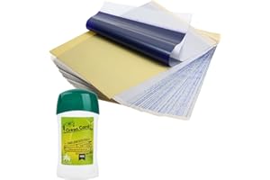 KASLAIDER Crema di Trasferimento del Tatuaggio, Trasferimento Professionale per Tatuaggi Sapon con 20 Fogli Carta Trasferibile Tatuaggi A4, Duraturo Kit Forniture Accessori del Tatuaggio per Principianti, 51g