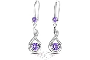 SFONI Sterling Silver Post Drop Earrings for Women Girls - Hypoallergenic Dangle Earrings with Cubic Zirconia Birthstone Earrings - Infinity Teardrop Earrings Jewellery Gift Christmas Anniversary Birthday