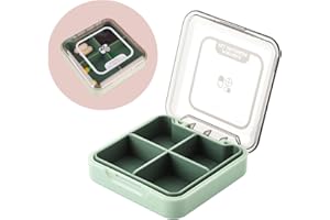 iLamvie Scatola per pillole, Portapillole Settimanale con 4 Scomparti, Portatile, Design Semplice Aperto (Verde)