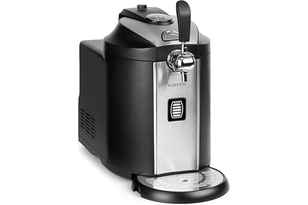 Klarstein Beerkules - Tireuse à bière universelle, Pour tous les fûts de 5L, Avec ou sans cartouche de CO2, Refroidissement en 4 h, Boîtier en plastique & acier inoxydable, noir