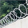 Razor Wire Fence Barbed Wire Coils - Anti Crawling Anti-theft Barrier - Galvanized Steel - Alternative to Barbed Wire and Concertina Wire (Color : Silver, Size : 100m)