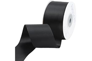 Kryvus Black Satin Ribbon, 38mm x 22M Single Face Black Ribbon, Solid Color Satin Ribbon Perfect for Gift Wrapping, Crafts, Bow Making, Sewing and Wedding Decorations