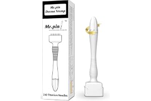 Mr.Pin Original Derma Stamp 140 adjustable pin - Professional microneedling pen for Women & Men - Titanium Micro needling derma stamp (White 140)