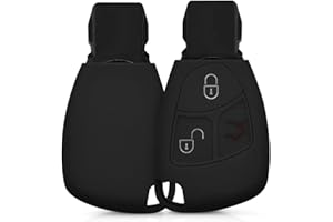 kwmobile Key Cover Compatible with Mercedes-Benz 2-3 Button Car Key - Soft Silicone Car Key Fob Holder Protector Case - Black
