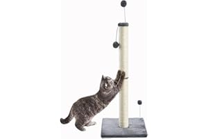 Eyeleaf Tiragraffi per Gatti Adulti 97cm Palo in Corda di Sisal Naturale con Palla Appesa, Morbido Peluche