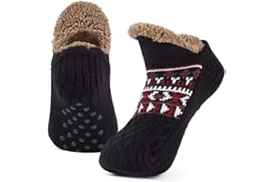 Mulor Calcetines Antideslizantes Hombre Mujer Gruesos Zapatillas Calcetines Térmicos con Forro Polar Pinzas Antideslizantes para Casa