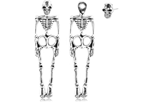 LXONTSG Pendientes de Calavera, Pendientes Colgantes de Calavera, Pendientes de Esqueleto de Calavera, Pendientes de Esqueleto Humano, Pendientes Hallowee Calavera, Pendiente Aretes Halloween