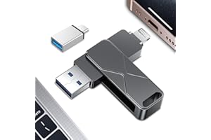 TENGGYA Mfi Certified Lightning 3 in 1 Memory Stick USB per iPhone 256 GB di memoria esterna penna USB per iPhone iPad, iOS, Macbook, Android, PC (nero, 256 GB)