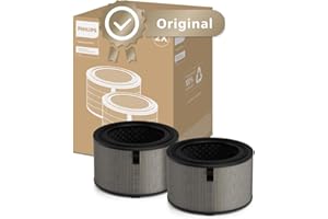 Filtre de Remplacement Philips Original pour Purificateurs d'Air Série 3200 AC3210, AC3220 et AC3221, HEPA NanoProtect + Charbon Actif, Durée de Vie de 12 Mois, Noir/Blanc (FY3200/30)