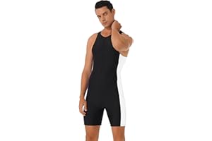 dPois Tuta da Triathlon da Uomo Costume da Bagno Rash Guard Body da Wrestling Tuta Intera da Ciclismo Classica Tri Suit Sleeveless Skinsuit Muta da Nuoto Subacquea per Allenamento