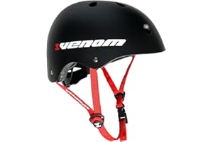 VENOM SKATEBOARDS Venom Kids Skateboard Helmet For Kids Teenagers & Adults, Kids Helmet Skate Helmet EN-1078 Compliant for Micro Scooter, Skateboarding, Skate, Bikes, BMX - Boys & Girls - Black Small, Medium, Large
