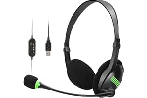 Afaneep Cuffie con Microfono usb, Cuffie per PC Cancellazione del Rumore per Call Center, Pieghevole Cuffie per Skype, Conference Call, Ufficio, Teams, PC, Computer, Connessione 3,5 mm, Nero