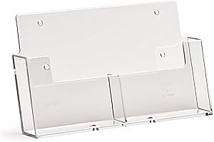 Taymar A6 Portrait Wall Mounting Leaflet Holder with 2 Pockets - Clear