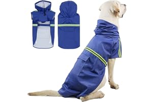 FUNAT Poncho per Cani di Grossa Taglia con Cappuccio, Impermeabile Riflettente per Cani, Cappotto per Cani Impermeabile