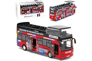 MIFKLMV London Double Decker Bus Toy 1:32 Scale Die Cast Model Pull-Back Bus Model Alloy Diecast Toy City Buses Kids Play Vehicle with Light and Sound Birthday Gifts for Kids