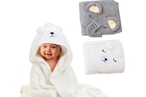 Voarge 2 Pcs Toalla de Baño con Capucha para Bebés 80x80 cm, Suave y súper Absorbente, Adecuada para Bebés de 0 a 4 Años