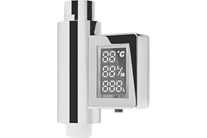 Cornat Compteur de consommation « Smartly » - Avec affichage numérique - Chromé - 3 indicateurs de consommation et affichage LED de changement de couleur - Affichage de la consommation - Pommeau de