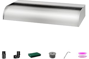 ‎LONGRUNNEW LONGRUNNEW Teich Wasserfallklingen Set, 60cm Edelstahl Poolfontäne mit Zubehör, Breite 31cm Auslauf Wasserspiel Wasserfallkaskade für Garten Patio Teichdekoration