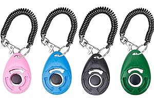 EWBOB YKKJ 4 PCS Clicker ，Dispositivo Dog Training ，Training Clicker ， con Cinturino da Polso per Tutti i Cani, compresi Cani e Cuccioli sensibili, Gatto, Cavallo.