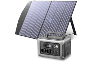 ALLPOWERS Generador solar R600, batería LiFePO4 de 299 WH, 2 x 600 W (pico 1200 W) Estación de energía portátil de salida de CA con panel solar de 100 W, jardín, viajes, camping, RV de emergencia