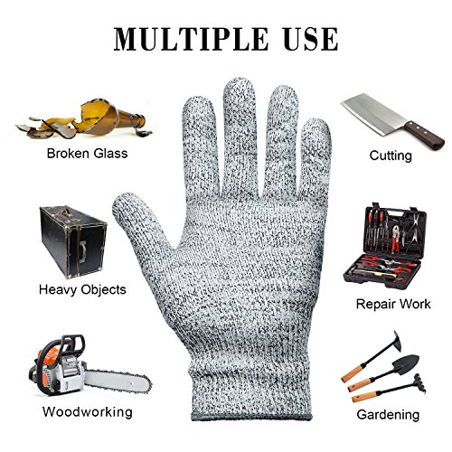 Schnittschutzhandschuhe – MYCARBON Schnittfeste Küchehandschuhe Handschuhe Schnittschutzklasse 5 EN 388 CE für Küche Baustelle Gartenbau Schutzhandschuhe Einsatzhandschuhe (S) - 6