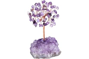 Jovivi Albero della Vita con Grappolo Ametista - Soprammobile per Decorazione Interni, Chakra, Cristallo, Portafortuna Feng Shui, Energia Reiki