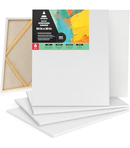 Tela Per Dipinti In Cotone E Lino - Rotolo 2m X 0,58m - Per Olio E Acrilico, Senza Nodi - Foto 4