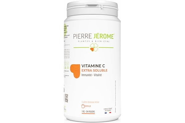 Vitamine C en Poudre Extra Soluble Pierre Jérôme - 1000 G - Acide L-Ascorbique Pur et Naturel - Complément Alimentaire Immunité, Energie, Stress - 1 KG - 1000 Jours