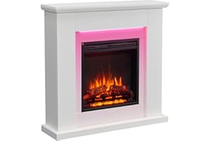FLAMME Stratford Fireplace with 35" surround with 2kW Fireplace Heater White Multiple Colours Available
