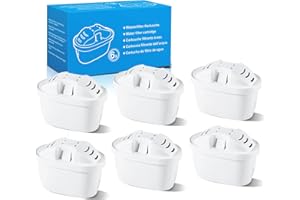 Mutital Cartucce Filtranti per Acqua, Compatibili con i Filtri per Acqua Brita Maxtra+, Cartucce Filtranti Brita, Aquaphor, Filtro a Carbone Attivo, Compatibile con Caraffe Filtranti, Dafi (6 pezzi)