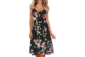 FANCYINN Vestidos Mujer Verano Casual Fiesta Media Pierna Bandage Floral Vestidos Midi Mujer