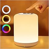 SOLIDEE Touch Dimmable Night Lamp, Led Luce Notturna Bambini, Con 256 RGB Lampada Da Tavolo Bianco Caldo, Luce Notturna Batte