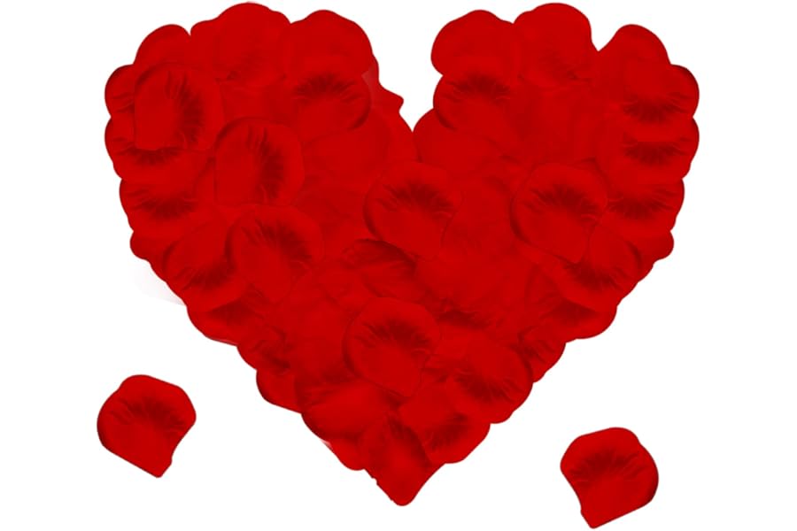 Jsdoin 1200 Pieces Silk Rose Petals, Artificial Red Rose Flowers No-Taste Fade Emulation Rose Petals for Romantic Scenes Wedding Anniversary, Confession Decoration,Birthday (Red)