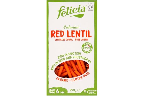 Felicia Organic Pasta Sedanini At Red Lintils Gluten 250 g