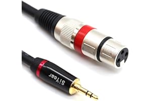 SiYear 3,5 mm Mini Jack Stéréo vers XLR Câble Microphone Femelle ， Adaptateur de Cordon de Câble d'Interconnexion 3 Broches 1/8 Pouce vers XLR asymétrique (1,5 Pieds)
