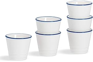 Nicola Spring Coquetiers Farmhouse - Blanc/Bleu - 5 cm - Lot de 6