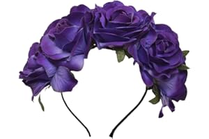 COSDREAMER Women Rose Flower Red Headband Punk Gothic Crown Hair Band