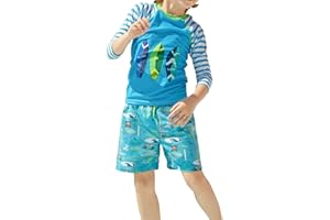 weVSwe Trajes De Baño para Niños Pequeños UPF 50+ De Manga Larga De Dos Piezas con Protección contra Sarpullidos