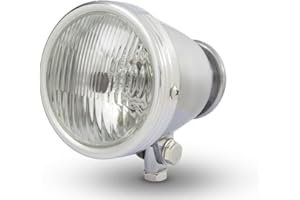 Alchemy Parts 4.5" Vintage Style Custom Retro Motorcycle Headlight Polished Alloy Finish H4 55W Headlamp for Chopper Cruiser Bottom Mount Ideal for Trikes As Well (Type 3680)