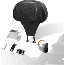 FOVPLUE Adjustable Rider Backrest Pad For Harley Touring Models 2009-2023 - Orange Stitching, PU Leather