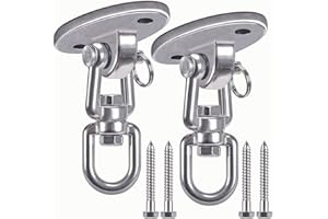 SELEWARE Gancho Techo,Ganchos de Techo de Acero Inoxidable,Anclaje Pared Juego de 2 Piezas,Soporte Columpio con 4 Tornillos,Adecuados para Columpios de Interior y Exterior, sillas Colgantes, etc.