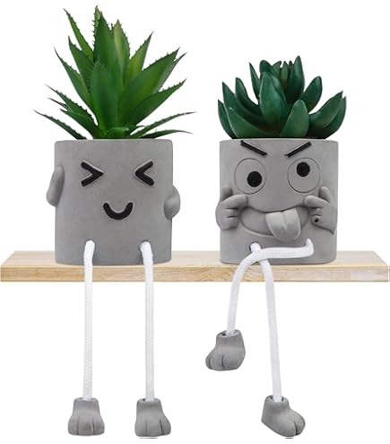 Dremisland 3 Pezzi Piante Artificiali in Vaso Piante Grasse Finte con Gamba Appesa Cemento Emozionale Finto Piante Grasse Decorazioni per Casa Ufficio Tavolo Scrivania Soggiorno Mensole