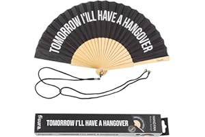‎FISURA FISURA – Origineller Handfächer mit der Botschaft I will have a hangover. Moderner und witziger Holzfächer. Schwarzer Fächer. Fächer mit Fächerhalter. Maße: 42,5 x 23 cm.