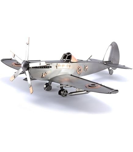 Steelman24 Mini Plane Spitfire 2 Sculpture Nuts and Bolts Handmade Ornaments Made in Germany Metal Figurine