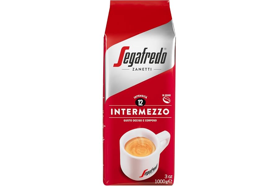 Segafredo Zanetti Café en Grano Intermezzo (Paquete de 1 Kg) - Apto para la Moka - Línea Le Classiche, Granos de Café Tostado