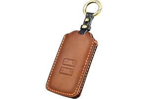 OFF WE GO Voiture Clé à Télécommande Étui en Cuir pour Renault Coque de Clé Voiture avec Porte-clés 4 Bouton Accessoire clé de Voiture pour Clio Espace Megane Kadjar Captur Zoe Dacia Arkana, Marron