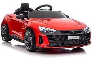 Indalchess Coche eléctrico 12v E-Tron GT, Blanco, 4 Motores, Ruedas Goma, Asiento Cuero, RC, Full Option (Rojo)