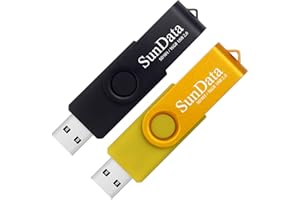 SunData Clé USB 16 Go Lot de 2 USB 2.0 Flash Drive Mémoire Stick Rotation Stockage Données avec Lumière LED (2 Couleurs: Noir Or)