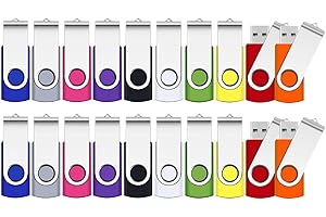 8GB USB Stick,SRVR 20Pack USB2.0 Swivel Thumb Drives Data Storage Jump Drive Zip Drive Memory Sticks External Devices with Led Indicator(Mixed Color With Lanyard)