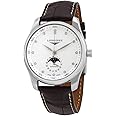 Longines The Master Collection Moonphase Automatic Silver Dial with Diamonds, Brown Alligator Strap L2.909.4.77.3
